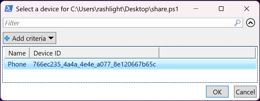 Select a device for file picture